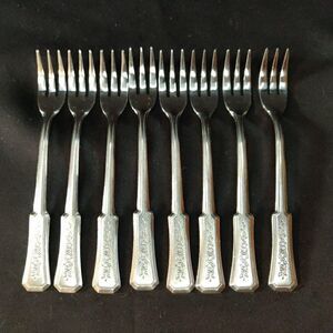 8 Rogers Landscape Hors D'oeuvre Forks Floral Stainless Flatware Korea